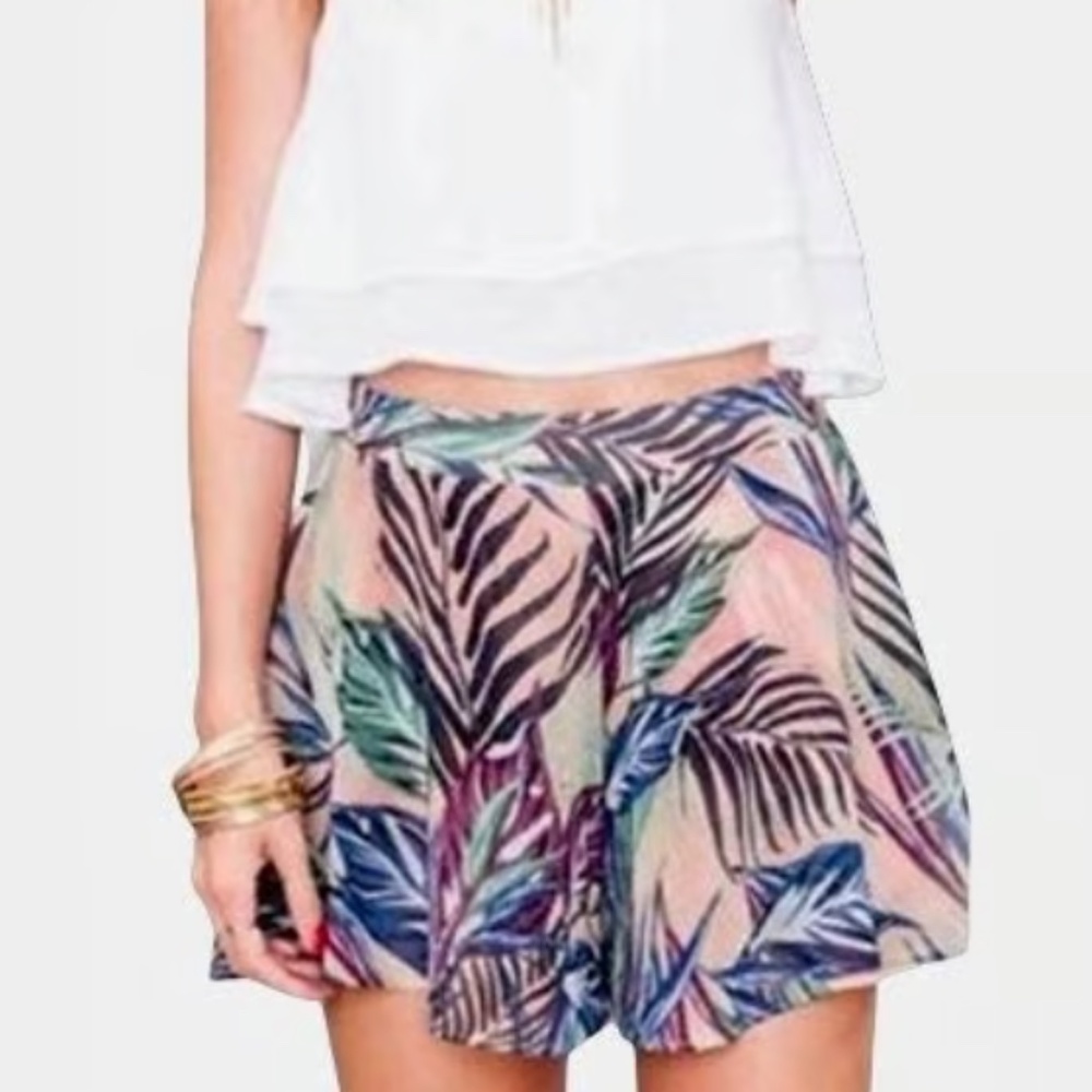 Show Me Your Mumu Carlos Swing Shorts Size S Flowy Boho Chiffon - Palm Funday